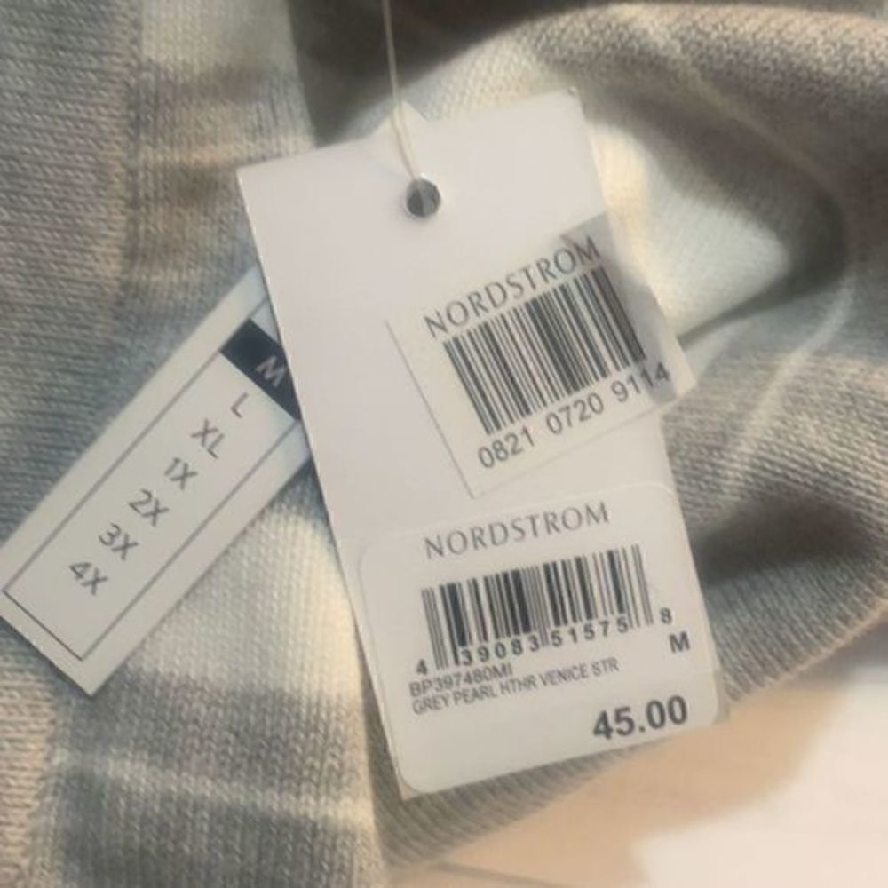 BP Nordstrom Stripe Sweater Skirt Grey Pearl Medium NWT - Picture 8 of 9